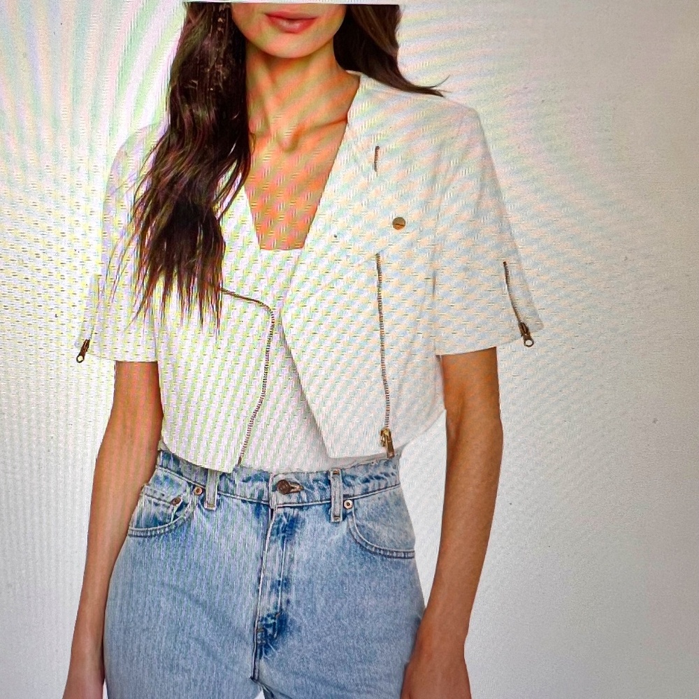 Lamarque White Cropped Jacket